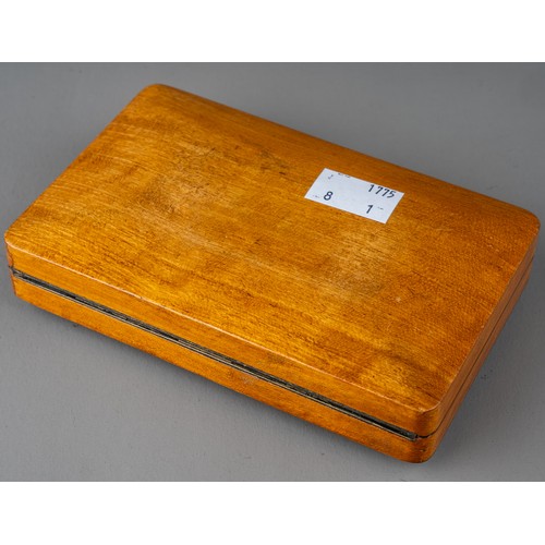 627 - A 19th century French cut steel decorated satinwood souvenir velvet lined case / box.  Circa 1825.  ... 