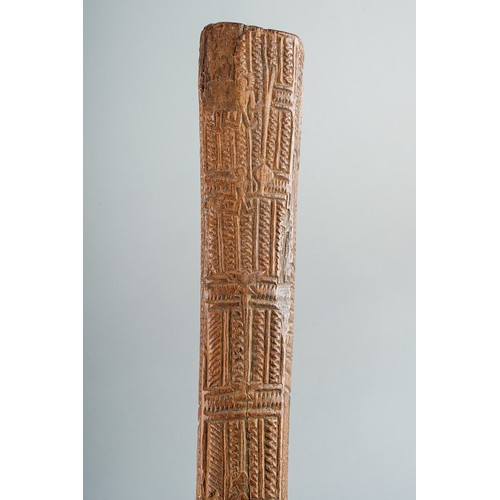 633 - Antique Polynesian South Sea Islands Tongan Tribal War Club with carved glyphs. Overall length appro... 