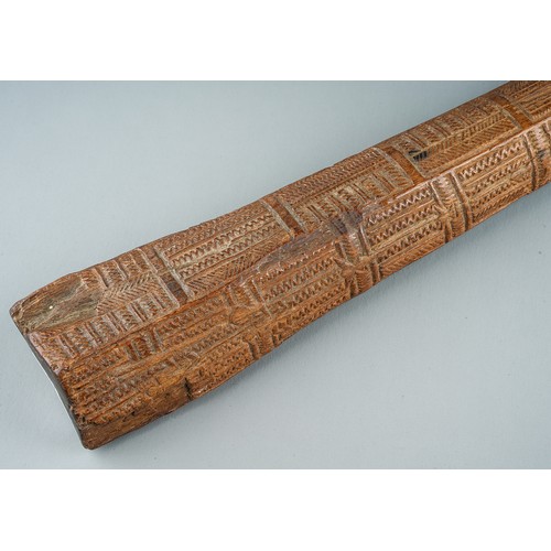 633 - Antique Polynesian South Sea Islands Tongan Tribal War Club with carved glyphs. Overall length appro... 