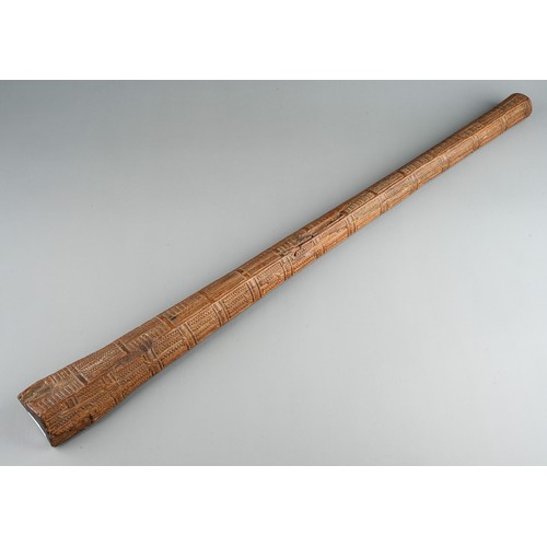 633 - Antique Polynesian South Sea Islands Tongan Tribal War Club with carved glyphs. Overall length appro... 