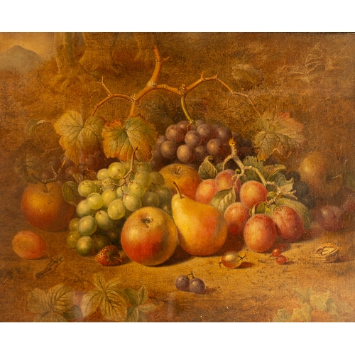 642 - Charles Archer (1855-1931), still life with grapes, apples, plums and pear, oil on canvas, approx 39... 