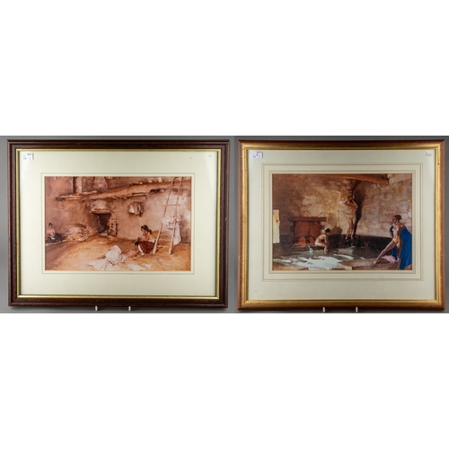 648 - Two reproduction colour prints after Sir William Russell Flint depicting Wash House scenes, approx 2... 