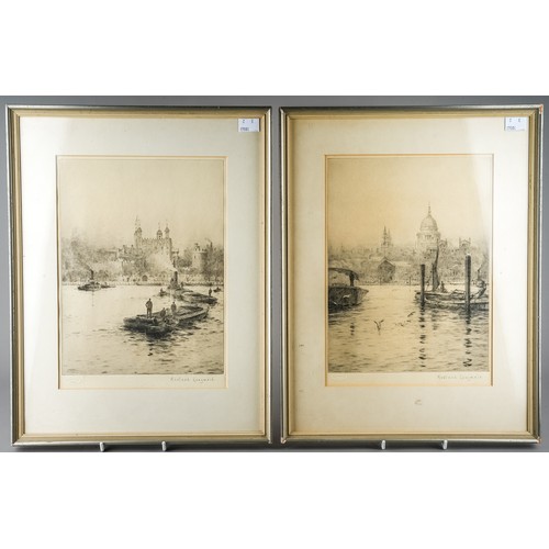 649 - After Rowland Langmaid (1897-1956) 
View of St. Pauls' Cathedral from the Thames and The Tower of Lo... 