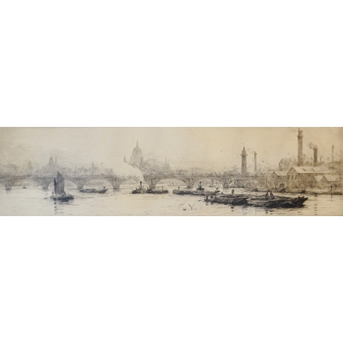 650 - after Rowland Langmaid (1897-1956)
Waterloo Bridge
drypoint etching, 17 x 41cm
signed in pencil lowe... 