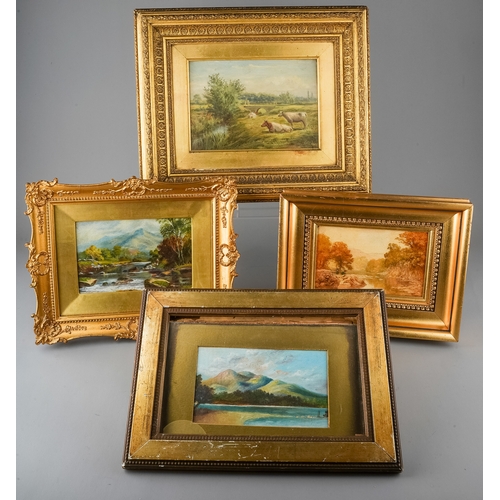 660 - A collection of paintings to include: 
1. 19th Century School, Study of Cattle, oil on panel, 13 x 1... 