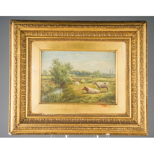 660 - A collection of paintings to include: 
1. 19th Century School, Study of Cattle, oil on panel, 13 x 1... 