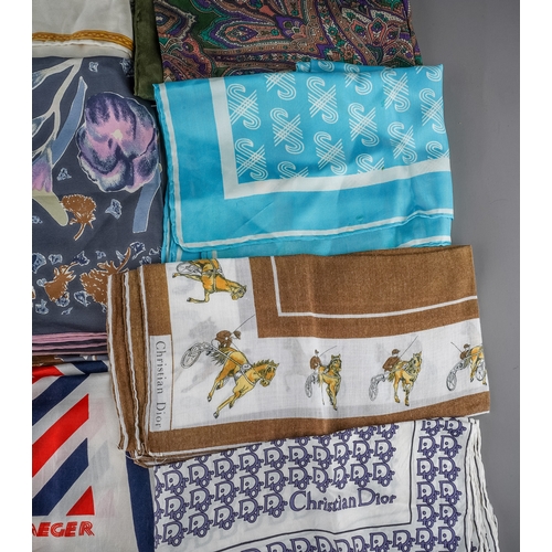 667 - Collection of vintage scarves including Christian Dior, Yves Saint Laurent, Jaegar, various sizes (Q... 