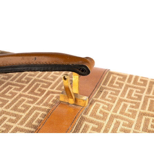 674 - Pierre Balmain - a 1970s travel vanity case, tan leather and woven Balmain logo pattern with gilt me... 