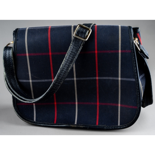 677 - Burberry bags - two canvas saddle bags, both of the same design, to include a beige checked canvas e... 