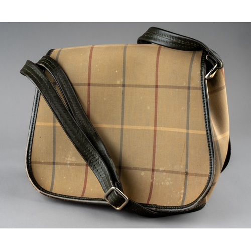 677 - Burberry bags - two canvas saddle bags, both of the same design, to include a beige checked canvas e... 