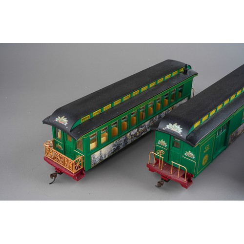 254 - Bachmann 0 gauge train set Thomas Kinkade's Christmas Express, locomotive,  tender and 3 cars