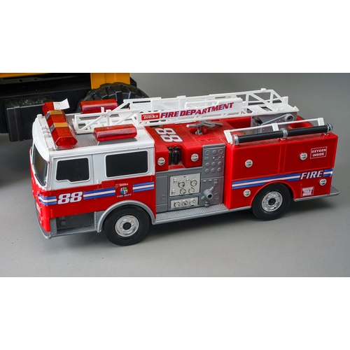 40 - Tonka Toys.  A Mighty dump truck.  Mighty 768 transfer with a plastic bodied fire engine.  Large Sca... 