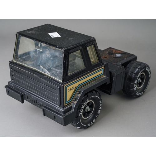 56 - Tonka Toys.  A large scale car cruiser articulated lorry and trailer.  Black, slight surface rust (1... 