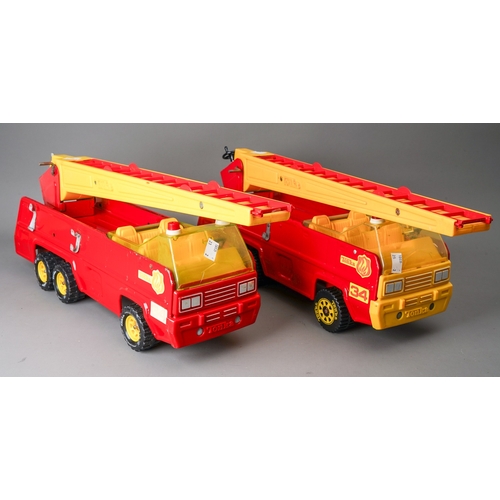 58 - Tonka Toys.  Two large scale 6 wheel fire engines, red with yellow fittings, red with white fittings... 