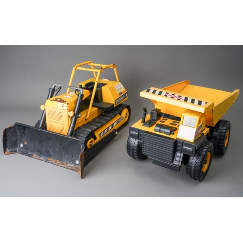 75 - Tonka Toys.  A large scale caterpillar tractor together with a dumper tipper truck (2)