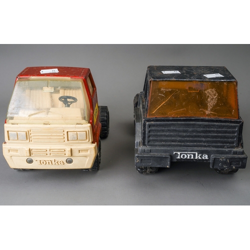 84 - Tonka Toys.  Two large scale car transporter and tractor units in different styles for restoration (... 