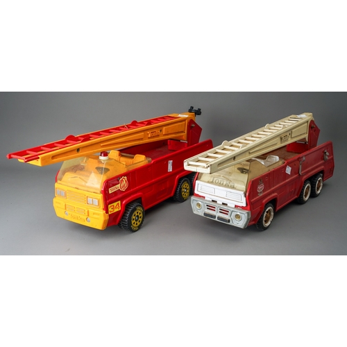 97 - Tonka Toys.  A pair of large scale 6 wheel fire engines, different colour trims (2)