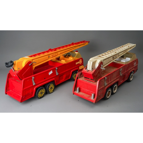 97 - Tonka Toys.  A pair of large scale 6 wheel fire engines, different colour trims (2)