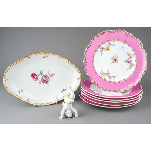 155 - A bundle of high quality Victorian porcelain to include 6 pink white floral Coalport plates, 1 KPM (... 