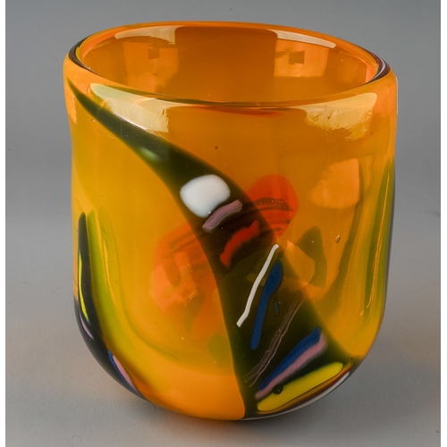 177 - An amber studio glass vase, signed 'dale D.C glass' to underside, approx 16.5cm high