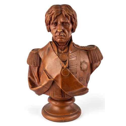 183 - A resin terracotta style  bust of Nelson, approx. 32 cm tall