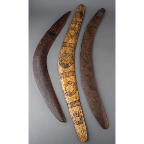 191 - A large collection of 19th century Australian Aboriginal boomerangs, weapons and woomeras