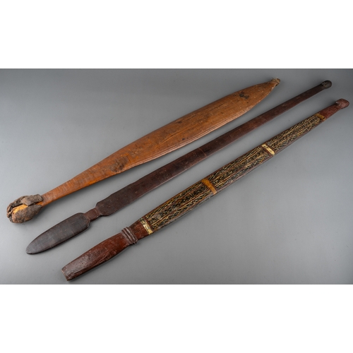 191 - A large collection of 19th century Australian Aboriginal boomerangs, weapons and woomeras