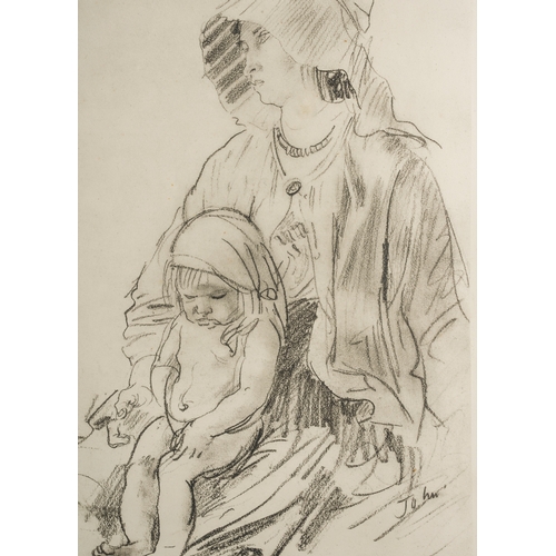 198 - after Augustus John, Mother and Baby, print, the plate 23 x 15cm, framed and glazed