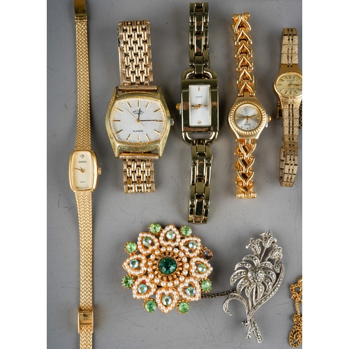 45 - Costume jewellery including marcasite-set Rotary watch; marcasite brooch; paste-set necklace and bro... 