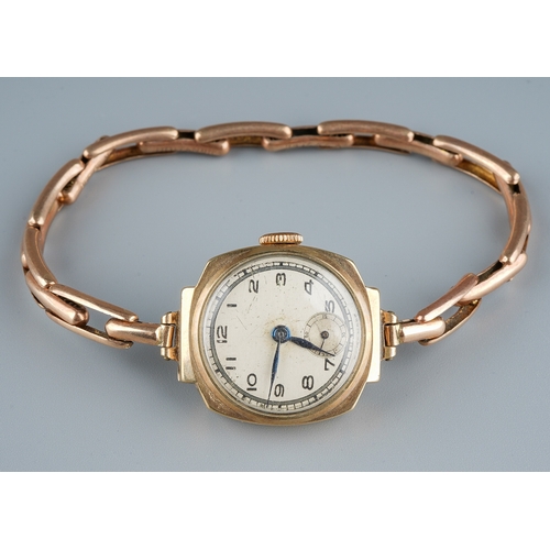 76 - A 9ct yellow gold wristwatch, circular dial with Arabic numerals, expanding strap, total gross weigh... 