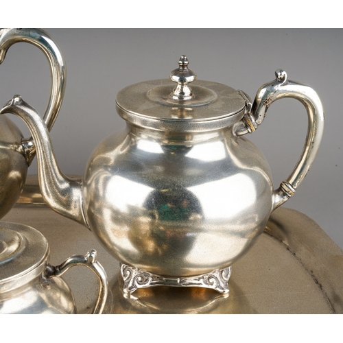 204 - A 20th Century Mexican 925 Sterling silver six piece silver tea service to include: two handled tray... 