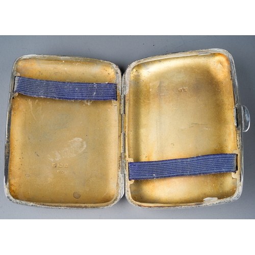 225 - An Edwardian engraved cigarette case, hallmarked Birmingham, 1909, approx 2.49 ozt (77.3 grams) and ... 