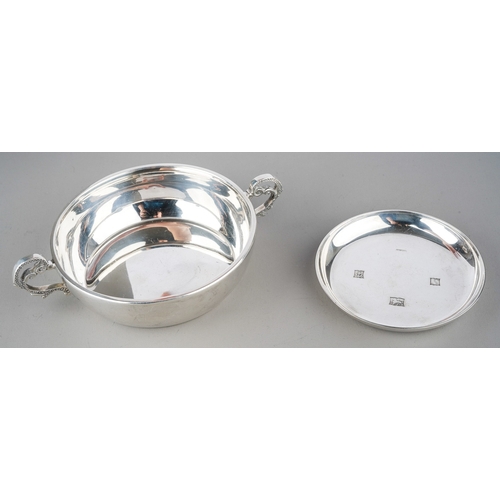 226 - A Modern silver two handled plain circular tasting bowl, ornate hallmarked by Francis Howard, Sheffi... 