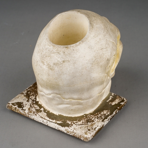 103 - A 19th Century parian inkwell modelled as a skull with recess to top of skull, glazed teeth and arti... 