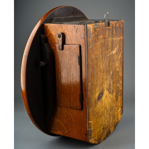 272 - Wall Clock by Potts of Leeds in a wooden mahogany case,  with Roman numerals on the dial.