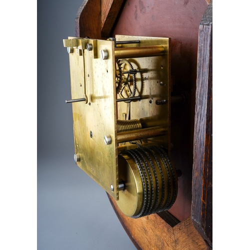 272 - Wall Clock by Potts of Leeds in a wooden mahogany case,  with Roman numerals on the dial.