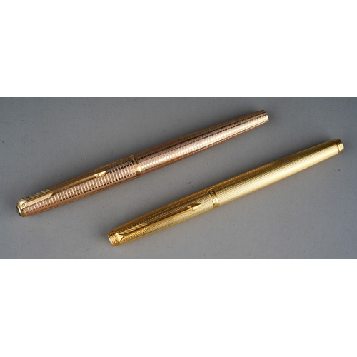 A rolled gold Parker pen, the 14K nib stamped PARKER 585 FRANCE