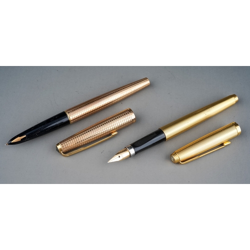 A rolled gold Parker pen, the 14K nib stamped PARKER 585 FRANCE