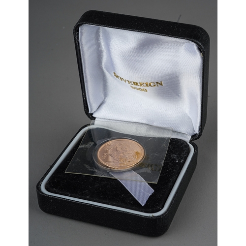 452 - Proof gold sovereign in box, year 2000.