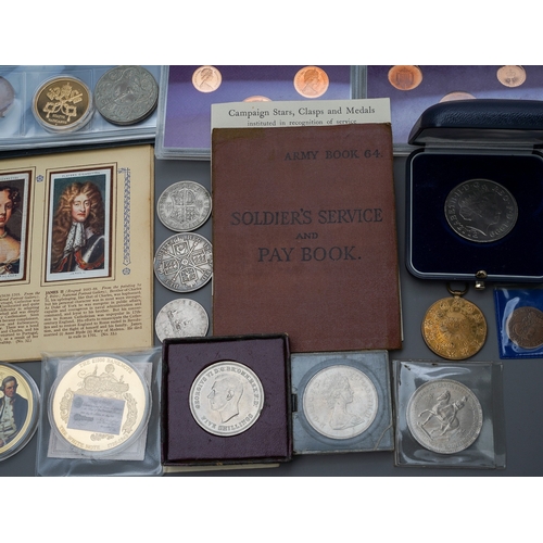 455 - Collection of coins to include some silver and half silver coinage in albums, proof sets, 1797 cartw... 