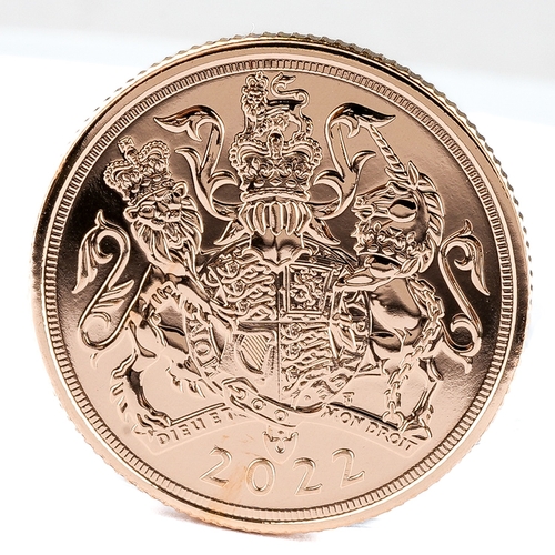 610 - 2022 Gold Proof Sovereign Elizabeth II Jubilee Coin, the reverse designed by Timothy Noad