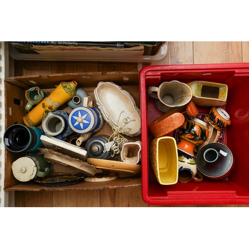 132 - Assorted 20th Century ceramics to include: Wade Heath multi coloured jug, Sylvac 3880 yellow moulded... 