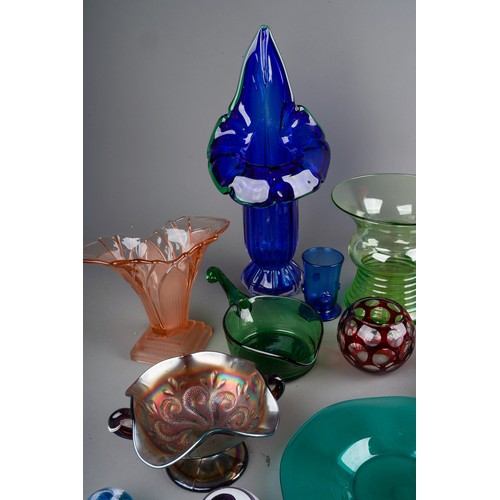 151 - Assorted glass paperweights and Studio style vases and bowls (1 box)