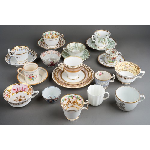 165 - Collection of early 19th Century SPODE  cups and saucers, hand painted