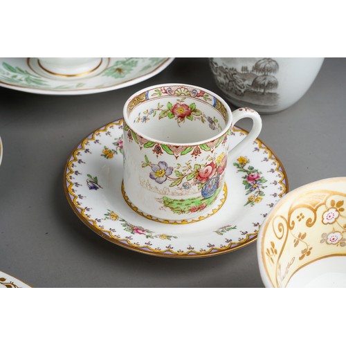 165 - Collection of early 19th Century SPODE  cups and saucers, hand painted