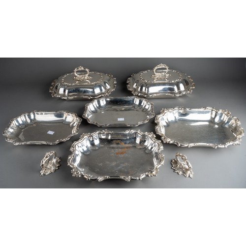 236 - Fine set of four matching Rococo design silver plated entrée dishes complete with lids and handles. ... 