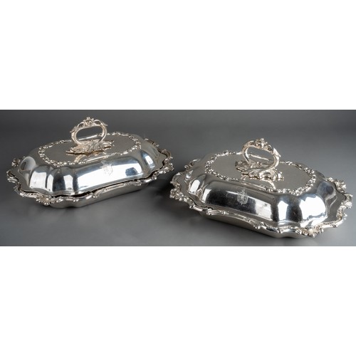 236 - Fine set of four matching Rococo design silver plated entrée dishes complete with lids and handles. ... 