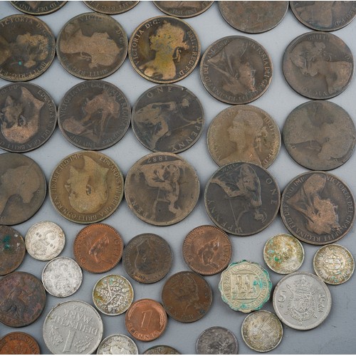 242 - A quantity of coins, including Victorian and later pennies, pre and post 1947, commemorative £5 coin... 