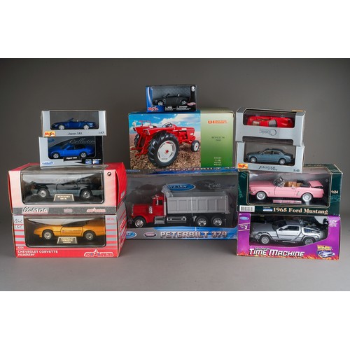 307 - Universal Hobbies. 1/16 scale Renault tractor, Majorette 1/24 Mercedes and Corvette, Superior 1/24 M... 