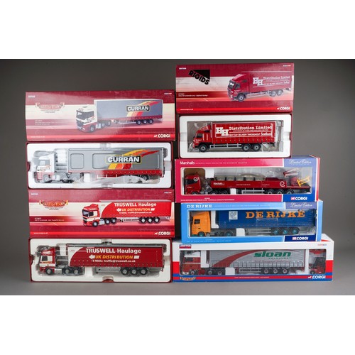 322 - Corgi Hauliers of renown plus others.  Six boxed articulated lorry and trailer sets to include De Ri... 